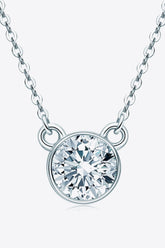 925 Sterling Silver 1 Carat Moissanite Round Pendant Necklace - Shah S. Sahota